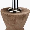 Ayra Natural Modernist Large Turned Wood Table Lamp Base with Thiago 40cm Cinnamon Stripe Mushroom Pleat Tapered Lampshade