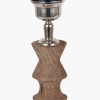 Ayra Natural Modernist Turned Wood Table Lamp Base with Winston 35cm Taupe Handloom Tapered Lampshade