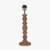 Ayra Natural Modernist Turned Wood Table Lamp Base with Winston 35cm White Handloom Tapered Lampshade