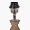 Ayra Natural Modernist Turned Wood Table Lamp Base with Thiago 35cm Ocean Blue Stripe Mushroom Pleat Tapered Lampshade