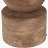 Ziva Antique Brown Round Wood Table Lamp Base with Bloom 45cm White Handloom Scalloped Cylinder Lampshade
