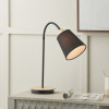 Juna Black Metal and Natural Wood Table Lamp