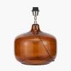 Corby Amber Glass Table Lamp Base with Henry 40cm White Handloom Cylinder Lampshade