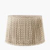 Corby Amber Glass Table Lamp Base with Vienna 40cm Taupe Chevron Mushroom Pleat Lampshade