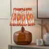 Corby Amber Glass Table Lamp Base with Izara 40cm Cinnamon Ikat Patterned Mushroom Pleat Tapered Lampshade
