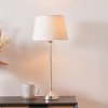 Auden Silver Metal Stick Table Lamp Base with Adelaide 25cm Ivory Tapered Cotton Mix Lampshade