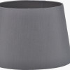 Auden Silver Metal Stick Table Lamp Base with Adelaide 25cm Steel Grey Tapered Cotton Mix Lampshade