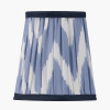 Auden Silver Metal Stick Table Lamp Base with Kamilah 14cm Blue Chevron Patterned Mushroom Pleat Tall Tapered Candle Clip Lampshade