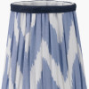 Auden Silver Metal Stick Table Lamp Base with Kamilah 14cm Blue Chevron Patterned Mushroom Pleat Tall Tapered Candle Clip Lampshade