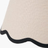 Auden Silver Metal Stick Table Lamp Base with Tabitha 25cm Cream Jute Scalloped Edge Tapered Lamp Shade with Contrast Binding