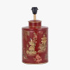 Landscape Red Hand Painted Metal Table Lamp Base with Harry 35cm Ivory Cotton Mix Cylinder Lampshade