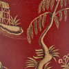 Landscape Red Hand Painted Metal Table Lamp Base with Henry 35cm Mulberry Handloom Cylinder Lampshade