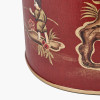 Landscape Red Hand Painted Metal Table Lamp Base with Henry 35cm Mulberry Handloom Cylinder Lampshade