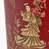 Landscape Red Hand Painted Metal Table Lamp Base with Henry 35cm Mulberry Handloom Cylinder Lampshade