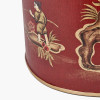 Landscape Red Hand Painted Metal Table Lamp Base with Henry 35cm Taupe Handloom Cylinder Lampshade