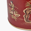 Landscape Red Hand Painted Metal Table Lamp Base with Bow 35cm Black Velvet Cylinder Lampshade