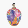 Matisse Multi Colour Ceramic Urn Table Lamp Base with Rene 35cm Lilac Velvet Cylinder Lampshade