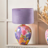 Matisse Multi Colour Ceramic Urn Table Lamp Base with Rene 35cm Lilac Velvet Cylinder Lampshade