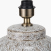 Barbier White Art Deco Fan Ceramic Table Lamp Base with Harley 45cm Slubby Hopsack Empire Lampshade