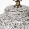 Barbier White Art Deco Fan Ceramic Table Lamp Base with Harley 45cm Slubby Hopsack Empire Lampshade