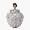 Barbier White Art Deco Fan Ceramic Table Lamp Base with Milos 35cm Natural Linen Tapered Lampshade