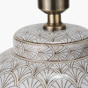 Barbier White Art Deco Fan Ceramic Table Lamp Base with Milos 35cm Pistachio Green Linen Tapered Lampshade