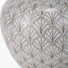 Barbier White Art Deco Fan Ceramic Table Lamp Base with Stellan 35cm Gold Slubbed Silk Mix Gold Lined Cylinder Lampshade