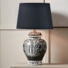 Asteria Black and White Feather Ceramic Urn Table Lamp Base with Adelaide 40cm Black Tapered Cotton Mix Lampshade