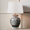 Asteria Black and White Feather Ceramic Urn Table Lamp Base with Adelaide 40cm Ivory Tapered Cotton Mix Lampshade