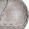 Camille Smoke Grey Circle Design Handcut Glass Table Lamp Base with Harry 30cm Ivory Cotton Mix Cylinder Lampshade