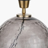 Camille Smoke Grey Circle Design Handcut Glass Table Lamp Base with Harry 30cm Ivory Cotton Mix Cylinder Lampshade