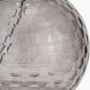 Camille Smoke Grey Circle Design Handcut Glass Table Lamp Base with Stellan 30cm Black Slubbed Silk Mix Gold Lined Cylinder Lampshade