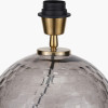 Camille Smoke Grey Circle Design Handcut Glass Table Lamp Base with Stellan 30cm Black Slubbed Silk Mix Gold Lined Cylinder Lampshade