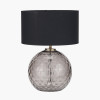 Camille Smoke Grey Circle Design Handcut Glass Table Lamp Base