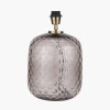 Camille Large Smoke Grey Circle Design Handcut Glass Table Lamp Base with Harry 35cm Black Cotton Mix Cylinder Lampshade