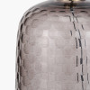 Camille Large Smoke Grey Circle Design Handcut Glass Table Lamp Base with Harry 35cm Ivory Cotton Mix Cylinder Lampshade