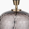 Camille Large Smoke Grey Circle Design Handcut Glass Table Lamp Base with Harry 35cm Ivory Cotton Mix Cylinder Lampshade