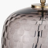 Camille Large Smoke Grey Circle Design Handcut Glass Table Lamp Base with Harry 35cm Ivory Cotton Mix Cylinder Lampshade