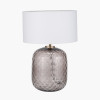 Camille Large Smoke Grey Circle Design Handcut Glass Table Lamp Base