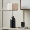 Oscar Black Metal and Natural Linen Structured Table Lamp