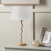 Palau Rattan Wave Table Lamp Base with Winston 20cm White Handloom Tapered Lampshade