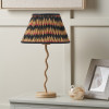 Palau Rattan Wave Table Lamp Base with Athira 25cm Multi Chevron Design Mushroom Pleat Tapered Lamp Shade
