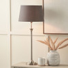 Salvatore Antique Silver Metal Table Lamp Base with Winston 35cm Grey Handloom Tapered Lampshade