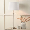 Salvatore Antique Silver Metal Table Lamp Base with Winston 35cm White Handloom Tapered Lampshade