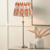 Salvatore Antique Silver Metal Table Lamp Base with Izara 35cm Cinnamon Ikat Patterned Mushroom Pleat Tapered Lampshade