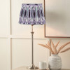 Salvatore Antique Silver Metal Table Lamp Base with Izara 35cm Lilac Ikat Patterned Mushroom Pleat Tapered Lampshade