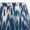 Salvatore Antique Silver Metal Table Lamp Base with Izara 35cm Ocean Blue Ikat Patterned Mushroom Pleat Tapered Lampshade