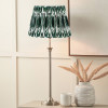 Salvatore Antique Silver Metal Table Lamp Base with Izara 35cm Racing Green Ikat Patterned Mushroom Pleat Tapered Lampshade