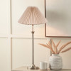 Salvatore Antique Silver Metal Table Lamp Base with Amelia 40cm Natural Linen Hard Pleat Tapered Lampshade