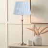 Salvatore Antique Silver Metal Table Lamp Base with Thiago 35cm Ocean Blue Stripe Mushroom Pleat Tapered Lampshade